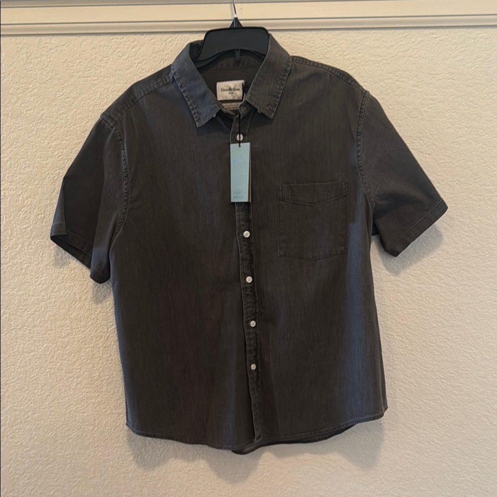 Men's Faded Dark Grey Jean Material Shirt